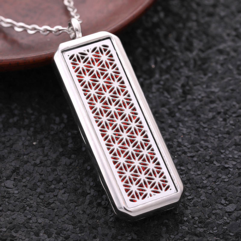 Rectangular aromatherapy necklace for essential oils
