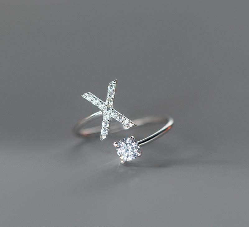 Customizable sterling silver ring with delicate diamond