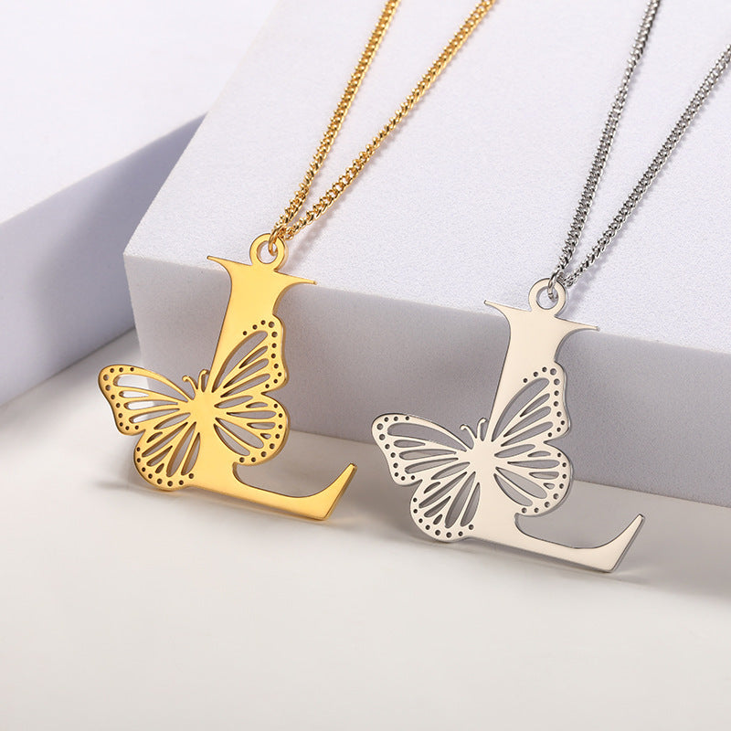 Luxury butterfly letter necklace