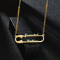 "Personalized gold safety pin necklace