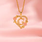 "Modern clavicle chain with a golden hollow flower heart pendant, ideal for casual and formal outfits."
